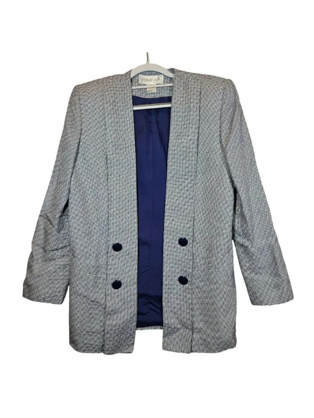 Bankers Club skirt suit Womens 8 black white tweed jacket midi skirt career